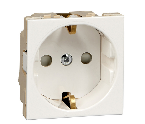 Schneider Electric  Wessen45  Белый Розетка с заземляющими контактами, со шторками 16А 250В  45х45  (2 модуля)  PAL9010   RN16-113-BE