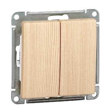 Schneider Electric  Wessen59  Сосна  Переключатель 2-клавишный 10АХ, механизм, VS610-256-7-86