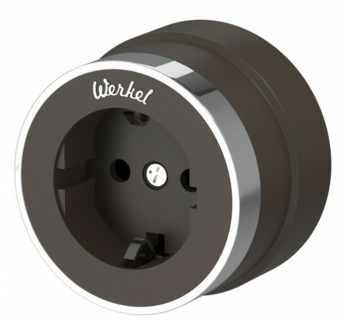 Werkel W5871052/ Розетка с заземлением Vintage (мокко матовый/хром) a055927